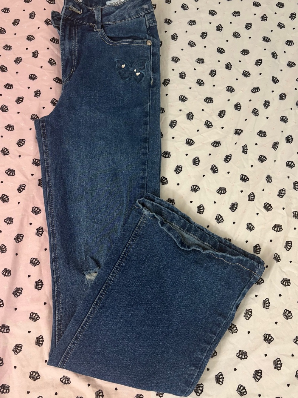 Women’s Blue Denim Jeans with Subtle Heart Accent